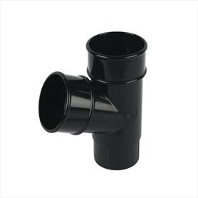 Round Downpipe Tee 112 Degree Black