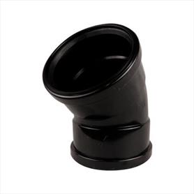 Soil Push Fit 110mm Double Socket 45 Degree Bend Black