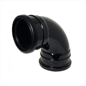 Soil Push Fit 110mm Double Socket 90 Degree Bend Black