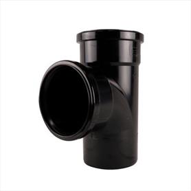 Soil Push Fit 110mm Double Socket 90 Degree Tee Black