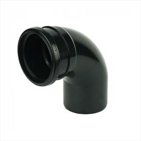 Soil Push Fit 110mm Single Socket 90 Degree Bend Black