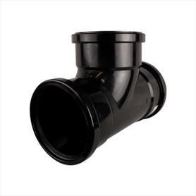 Soil Push Fit 110mm Triple Socket 90 Degree Tee Black